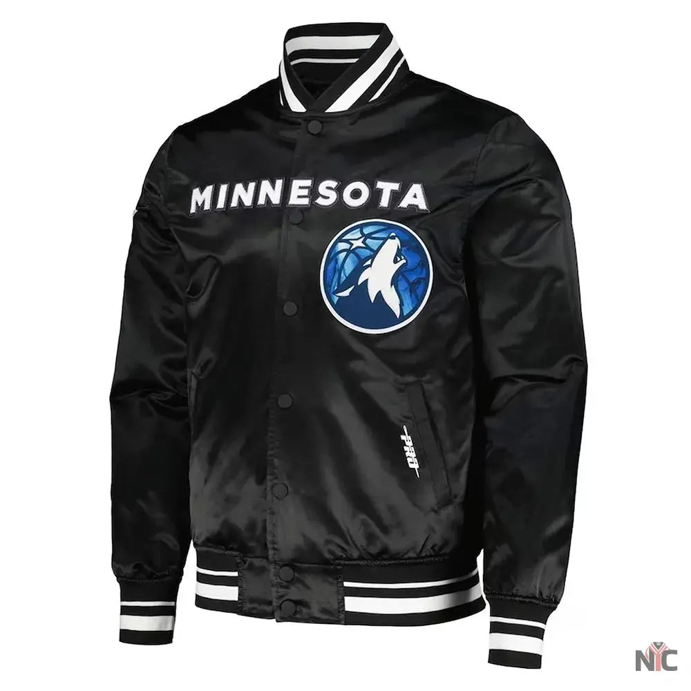 2024 City Edition Minnesota Timberwolves Black Satin Jacket Clanton Jacket