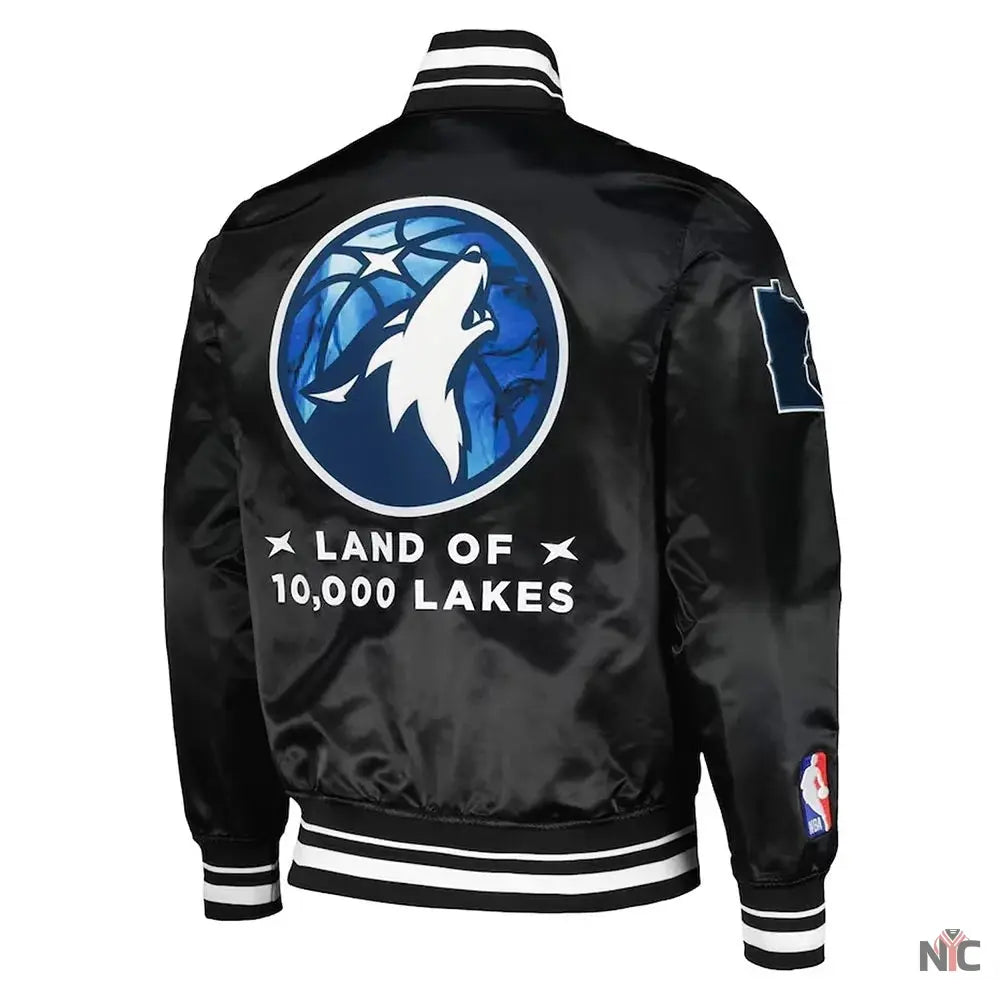 2024 City Edition Minnesota Timberwolves Black Satin Jacket Clanton Jacket
