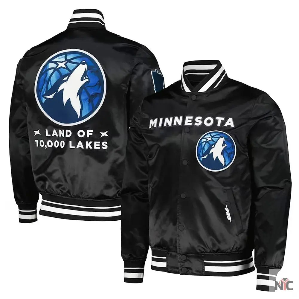 2024 City Edition Minnesota Timberwolves Black Satin Jacket Clanton Jacket