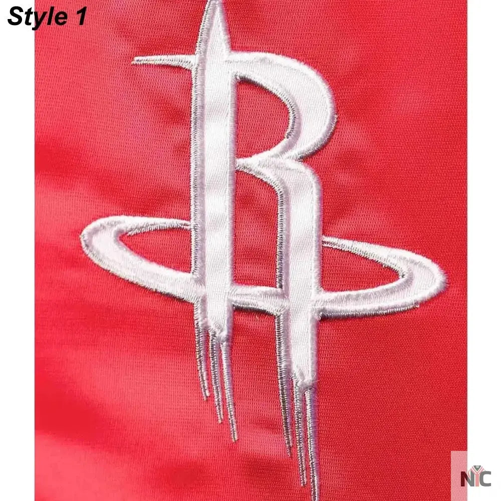 75th Anniversary Houston Rockets Leader Satin Jacket. Clanton Jacket