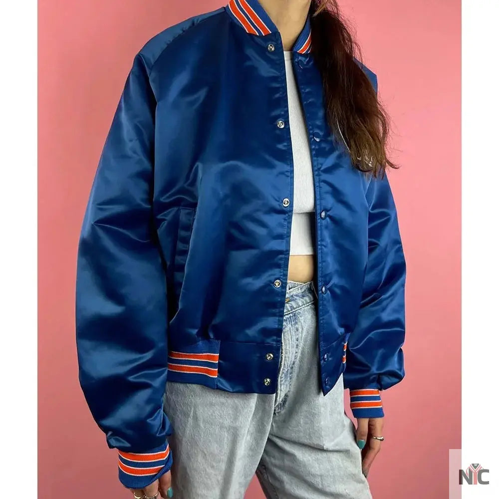 90’s Denver Broncos Blue Satin Jacket Clanton Jacket