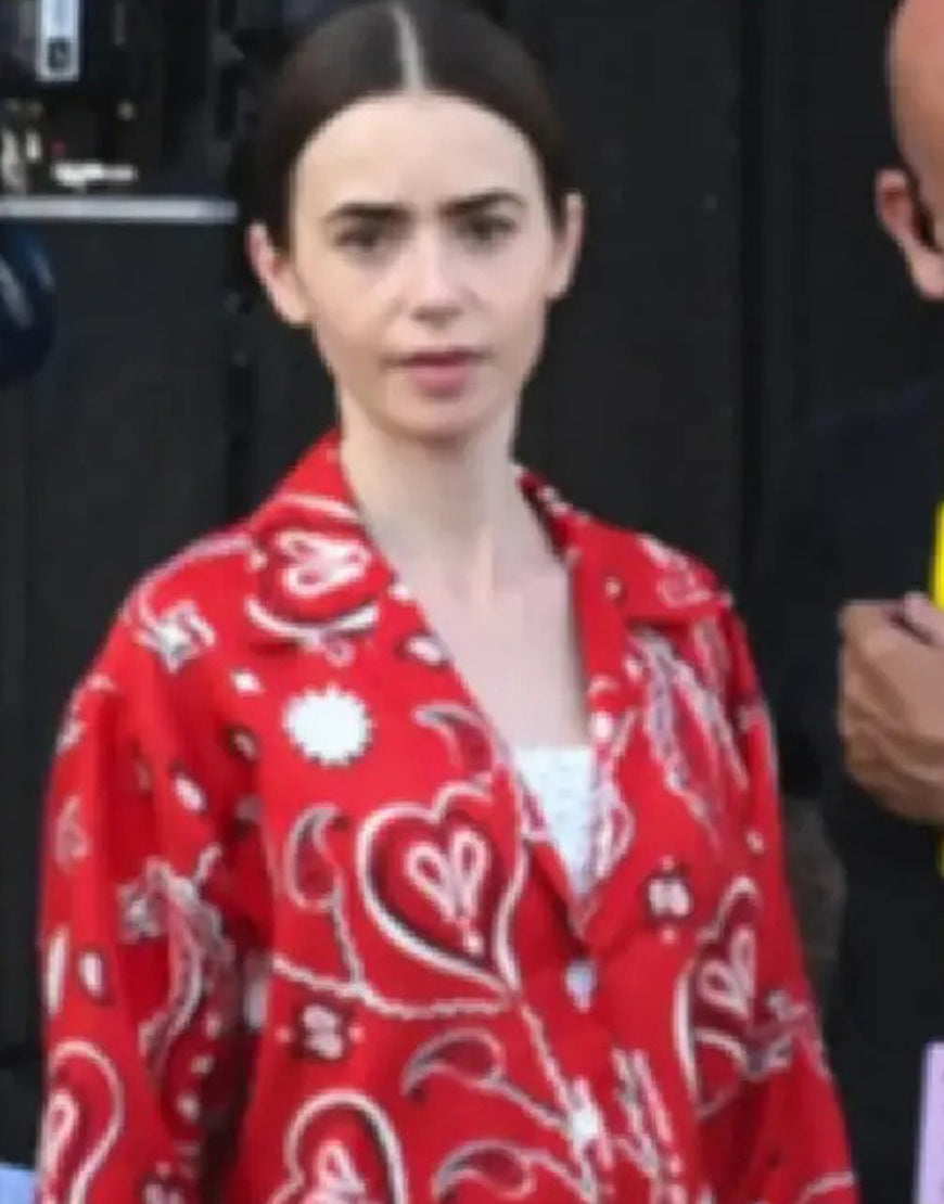 Emily In Paris S05 Lily Collins Red Paisley Shirt
