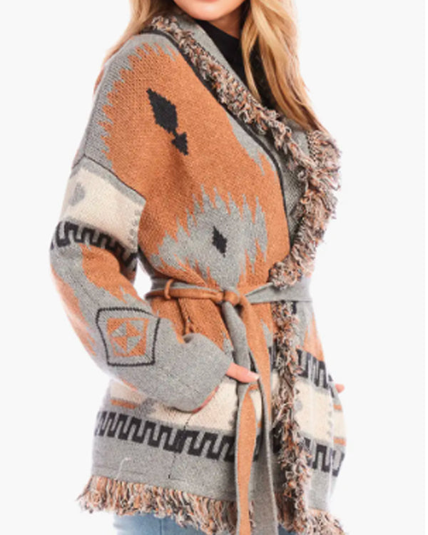Sistas S09 Ebony Obsidian Aztec Print Cardigan Clanton Jacket