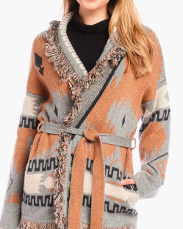 Sistas S09 Ebony Obsidian Aztec Print Cardigan Clanton Jacket