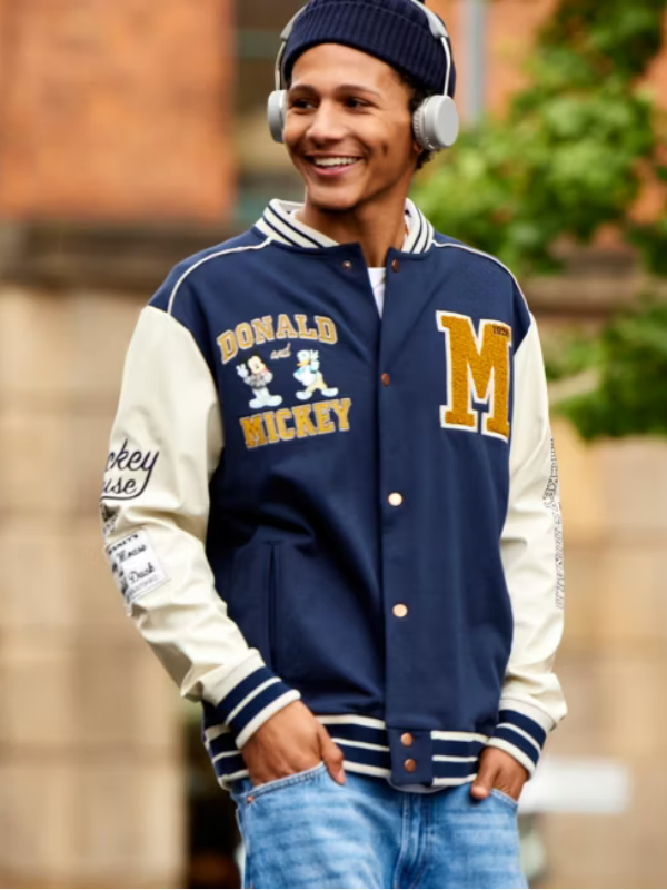 Mickey Mouse and Donald Duck Varsity Jacket For Adults Clanton Jacket