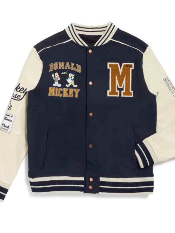Mickey Mouse and Donald Duck Varsity Jacket For Adults Clanton Jacket